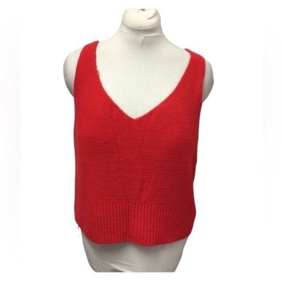A New Day Women’s Sleeveless V Neck Cropped Knit Top, Red, size XXL - Picture 1 of 7